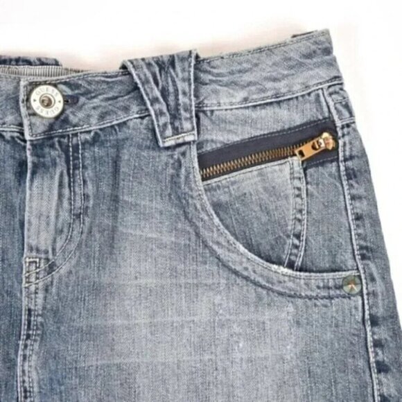 Vintage Guess Denim Jean Mini Skirt Cargo Flap Pockets Size 30 - Picture 6 of 10